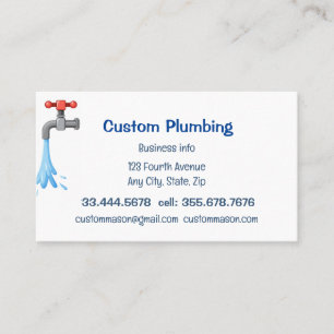 Custom Plumbing Contractors Business  Business Card