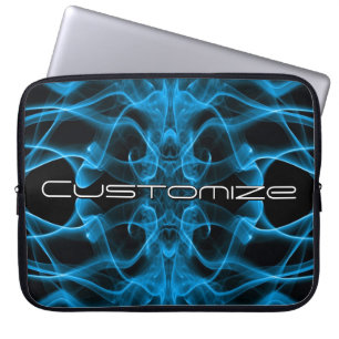 Custom Plumes of Blue Smoke on Black Laptop Sleeve