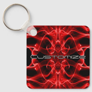Custom Plumes of Red Smoke on Black Keychain