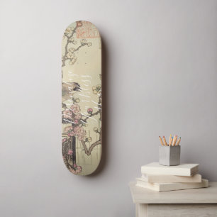 CUSTOM Poetic Japanese Birds & Plum Blossom Art Skateboard