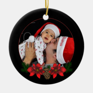 Custom Poinsettia Holiday Photo Ornament