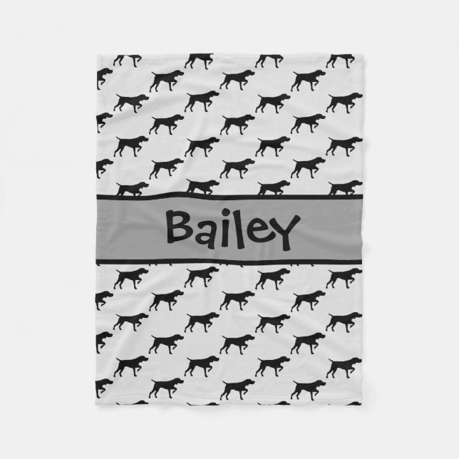 Custom Pointer Dog Silhouette Fleece Blanket (Front)