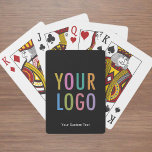 Custom Poker Playing Cards Company Logo No Minimum<br><div class="desc">Personalize these playing cards online with your own company logo and custom text. The text can be a name, business tagline, website address, social media handle, or other personalized text. These are standard size deck of poker playing cards (2.5 inch x 3.5 inch) with 52 cards and 2 Jokers. No...</div>