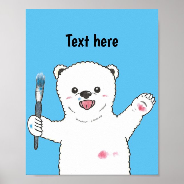 Custom  polar bear animal nursery poster (Front)