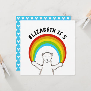 Custom Polar Bear & Rainbow Birthday Invitation