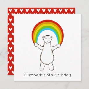 Custom Polar Bear & Rainbow Birthday Invitation