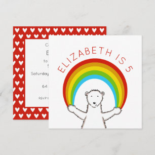 Custom Polar Bear & Rainbow Birthday Invitation