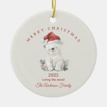 Custom polar bear watercolor Christmas photo gift