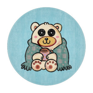 Custom Polar Bear with Coffee   Cute Winter Art Cutting Board