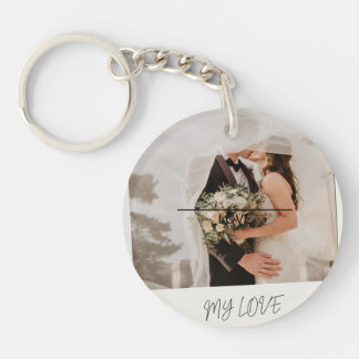 Custom Polaroid Photo Frame My Love Retro Script Keychain