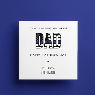 Custom Police Dad Father's Day Thin Blue Line Card
