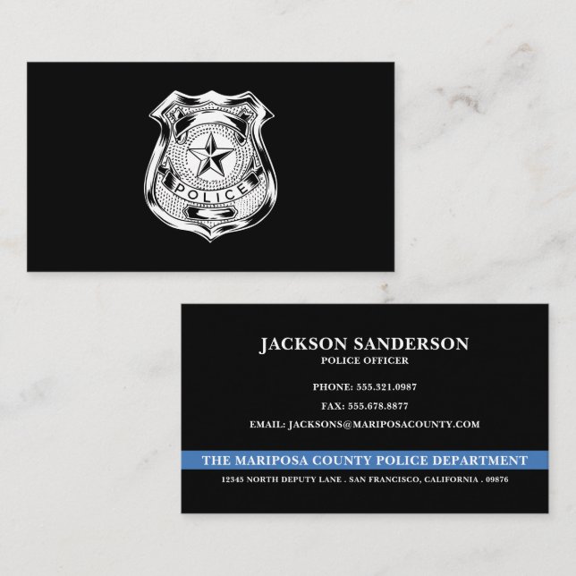 Custom Police Department Law Enforcement Logo Business Card (Front/Back)
