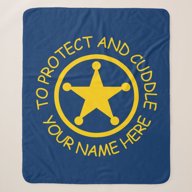 Custom police law enforcement to protect & cuddle sherpa blanket (Front)