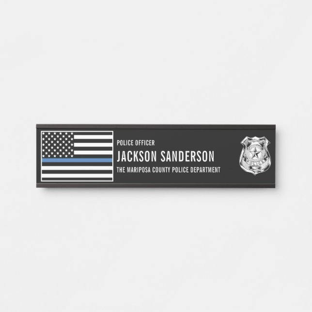 Custom Police Officer Department Thin Blue Line Door Sign (Front)