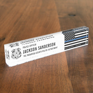 Custom Police Officer Department Thin Blue Line Nameplate