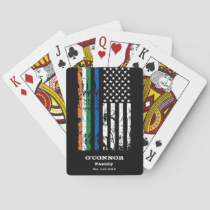 Custom Police Officer Name Irish Flag Playing Cards