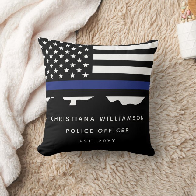 Custom Police Officer Police Academy Graduation  Throw Pillow (Blanket)