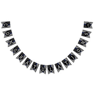 Custom Police Officer Thin Blue Line Congrats Bunting Flags