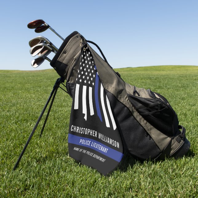 Custom Police Officer Thin Blue Line Flag  Golf Towel (Green)