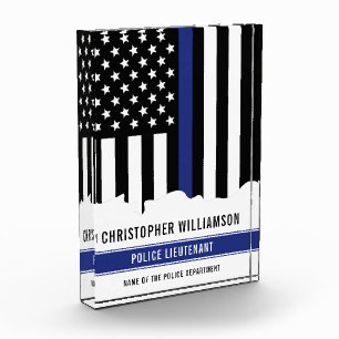 Custom Police Officer Thin Blue Line Flag  Photo Block