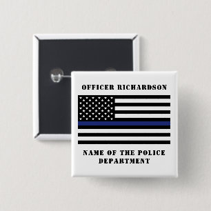 Custom Police Officer Thin Blue Line Police 2 Inch Square Button