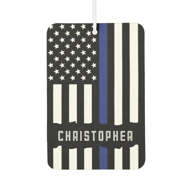 Custom Police Officer Thin Blue Line Police Air Freshener (Front)