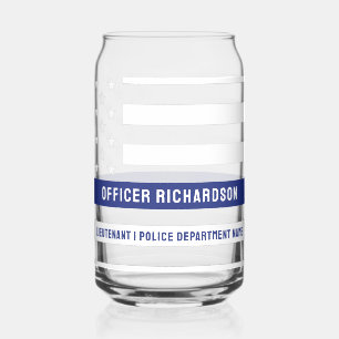 Custom Police Officer Thin Blue Line Police Dept Can Glass