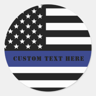 Custom Police Officer Thin Blue Line Police Dept. Classic Round Sticker
