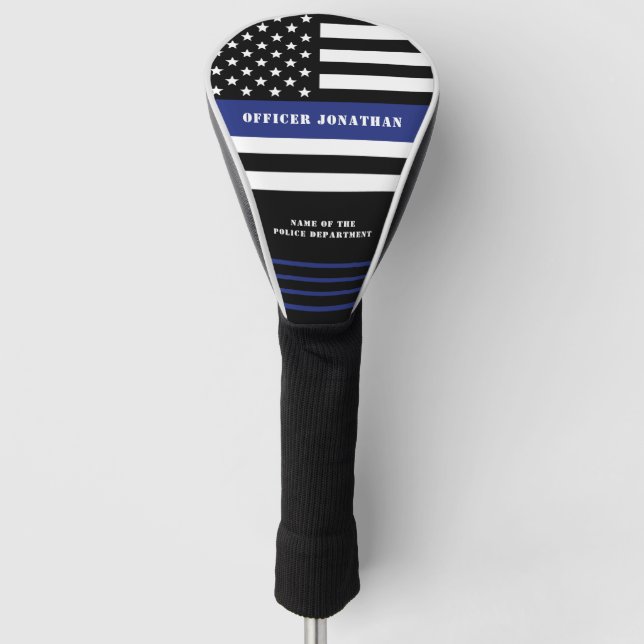 Custom Police Officer Thin Blue Line Police Dept. Golf Head Cover (Front)