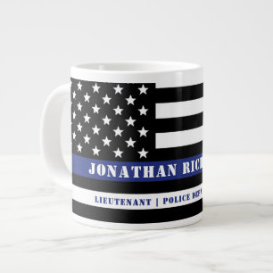 Custom Police Officer Thin Blue Line Police Dept Large Coffee Mug