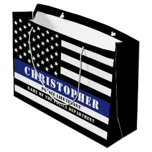 Custom Police Officer Thin Blue Line Police Dept. Large Gift Bag