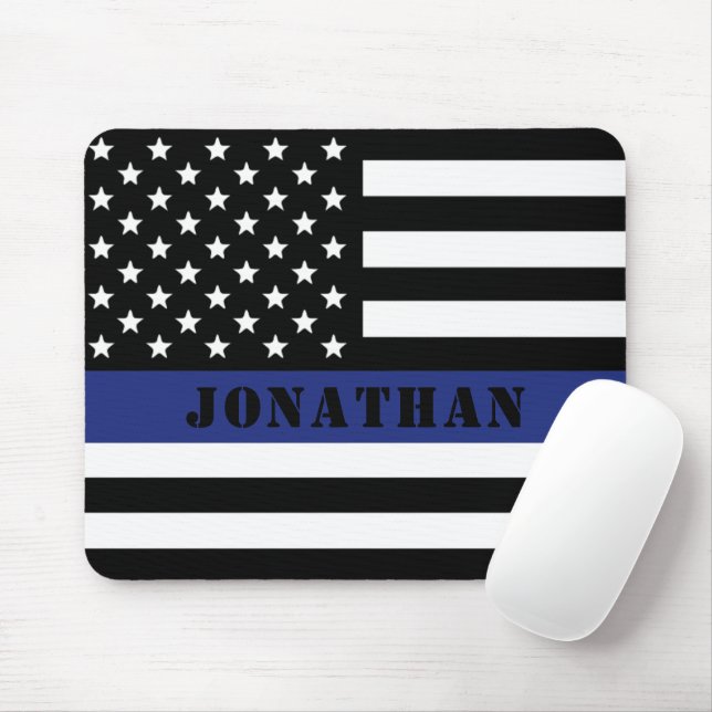 Custom Police Officer Thin Blue Line Police Dept. Mouse Pad (With Mouse)