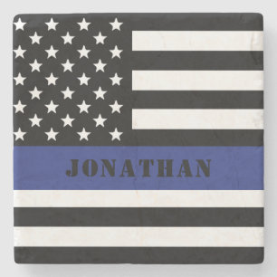Custom Police Officer Thin Blue Line Police Dept. Stone Coaster