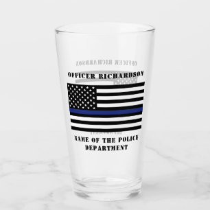 Custom Police Officer Thin Blue Line Police Glass