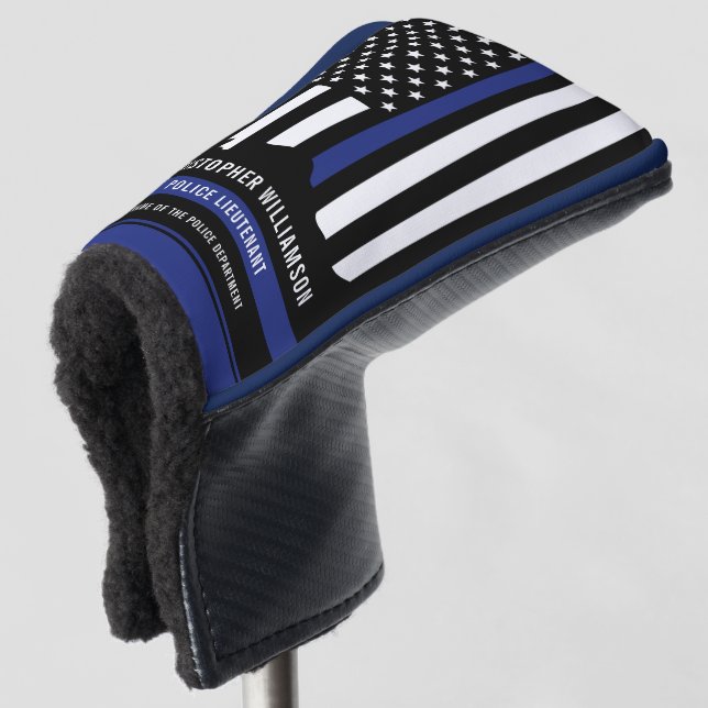 Custom Police Officer Thin Blue Line Police Golf Golf Head Cover (3/4 Front)