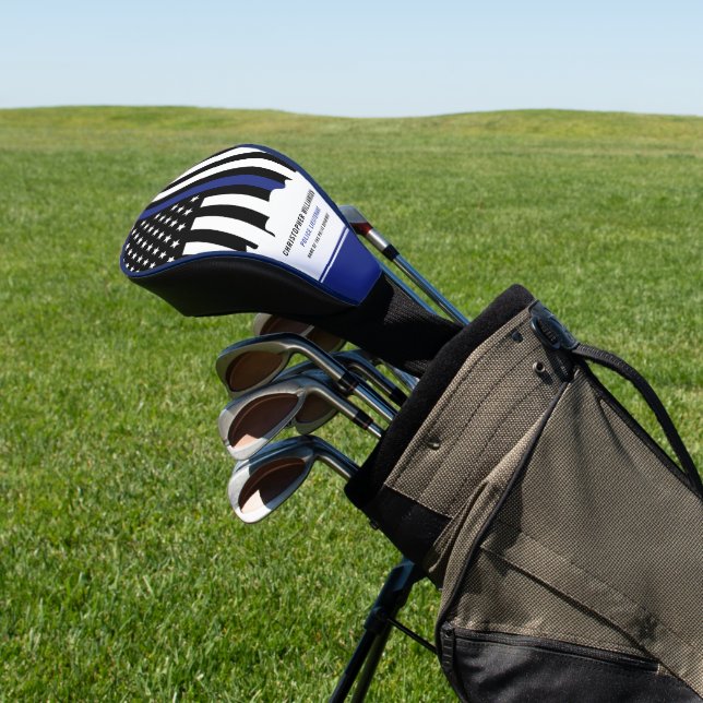 Custom Police Officer Thin Blue Line Police Golf Head Cover (In Situ)