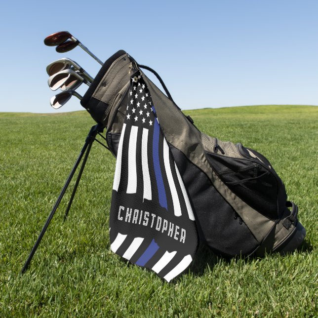Custom Police Officer Thin Blue Line Police Golf Towel (Green)
