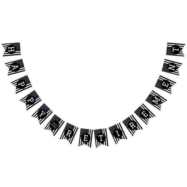 Custom Police Officer Thin Blue Line Retirement  Bunting Flags (All)