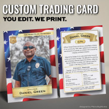 Custom Police Officer Trading Cards US Flag Silver