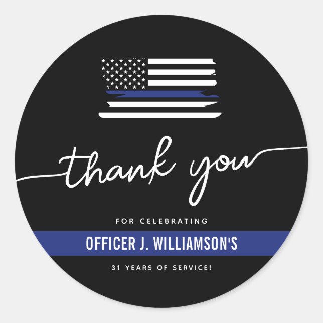 Custom Police Retirement Celebration Classic Round Sticker (Front)