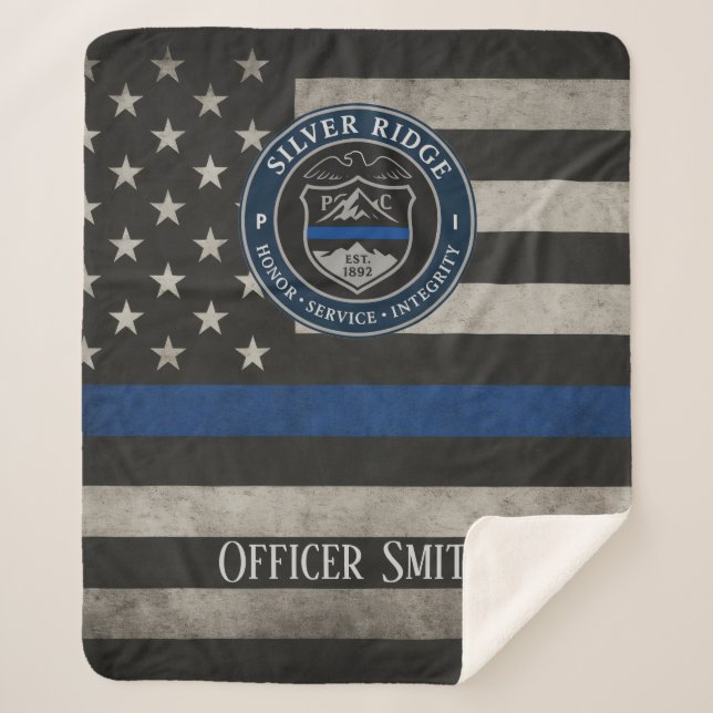 Custom Police Thin Blue Line Blanket (Front)