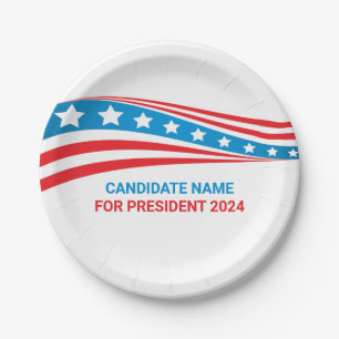 Custom Political Campaign American Flag Election Paper Plate