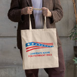 Custom Political Campaign American Flag Template Tote Bag<br><div class="desc">Customize your own political campaign tote bag by adding your own name or another politician under these stars and stripes in red,  white,  and blue. Add a custom name for American president in 2024 or another political office in the USA.</div>