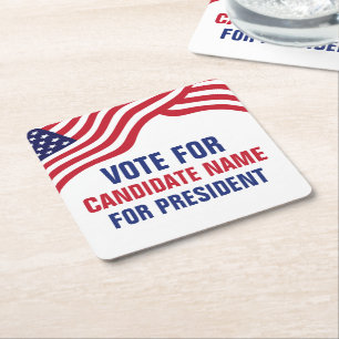 Custom Political Candidate 2024 Election Campaign Square Paper Coaster