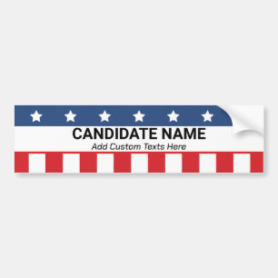 Custom Political Candidate Campaign Name Patriotic Bumper Sticker