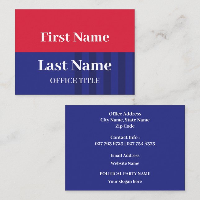 Custom Political Election  Campaign Business Card (Front/Back)