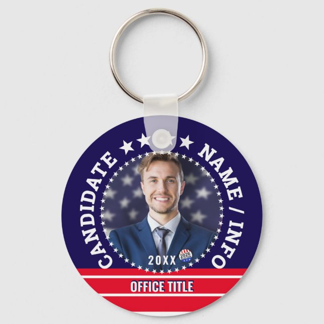 Custom Political Election Campaign Candidate Name Keychain (Front)