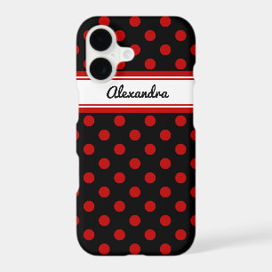 Custom Polka Dot Red Black Background