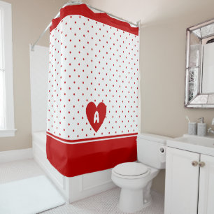 Custom Polka Dot Red White Background Monogram