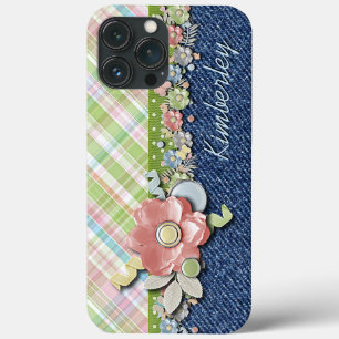 Custom Polka Dots Cute Pastel Floral Pattern iPhone 13 Pro Max Case